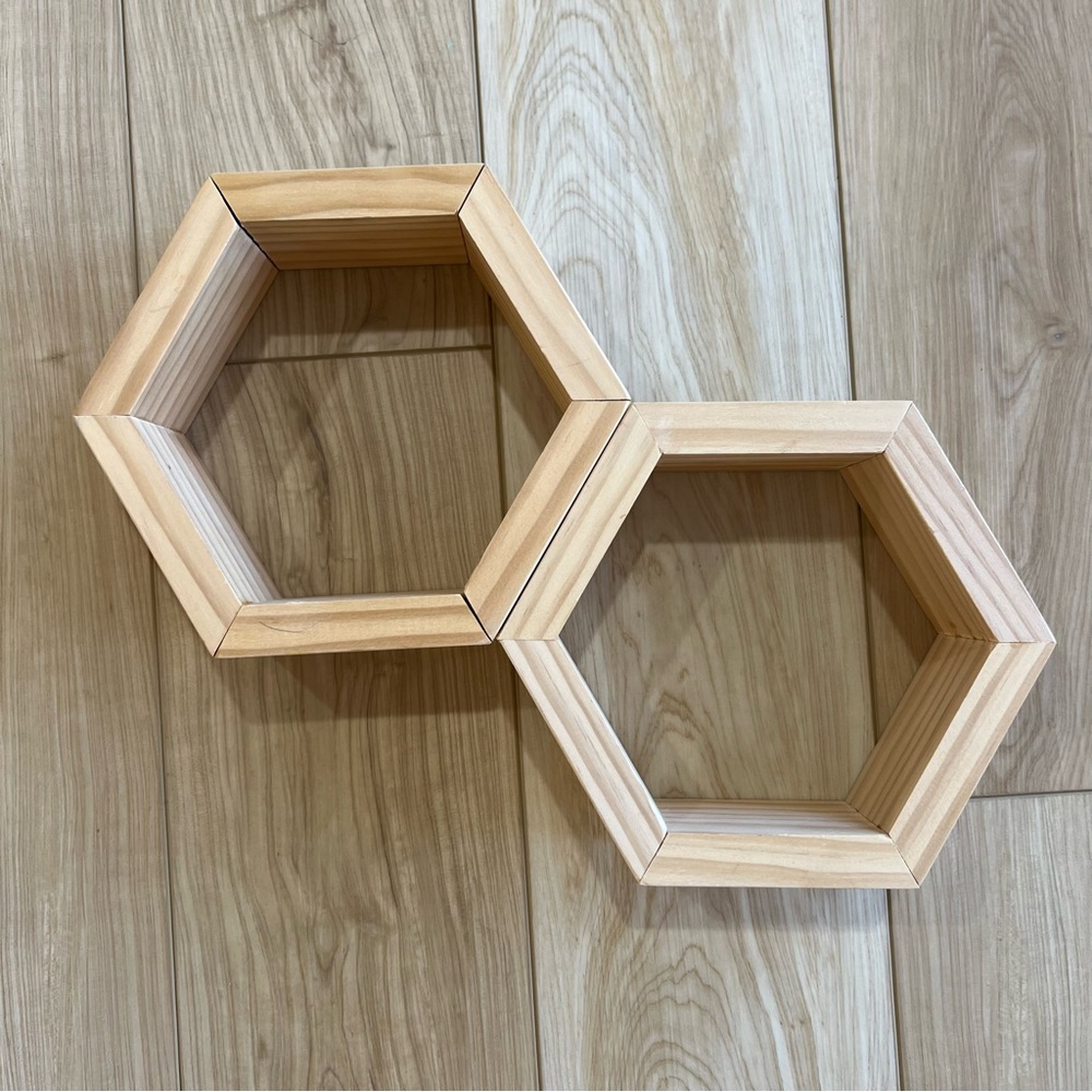 Real wood 8” hexagon decor, set of 2 - Picture 2 of 5